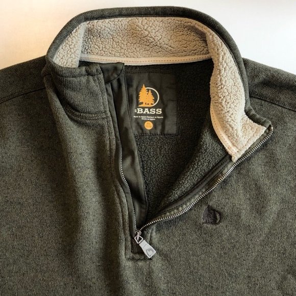 G.H. Bass 1/4 Zip XXL Khaki Green Sweater Sherpa - Picture 1 of 6